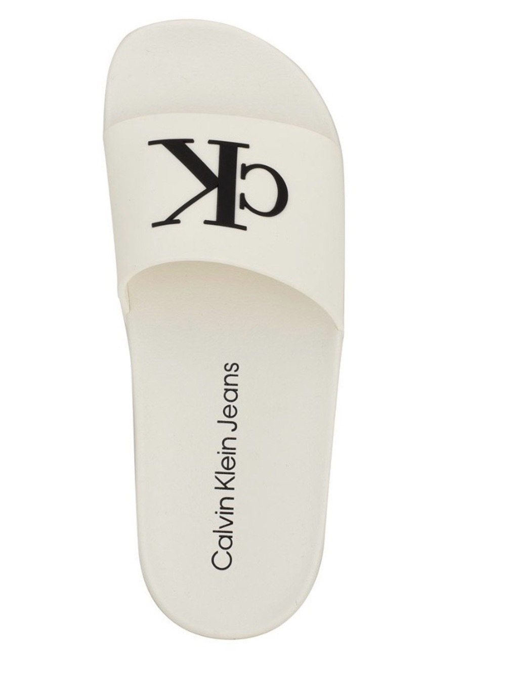 Comfort with Style , White Slide Calvin Klein Sandals with Black Logo Accent
